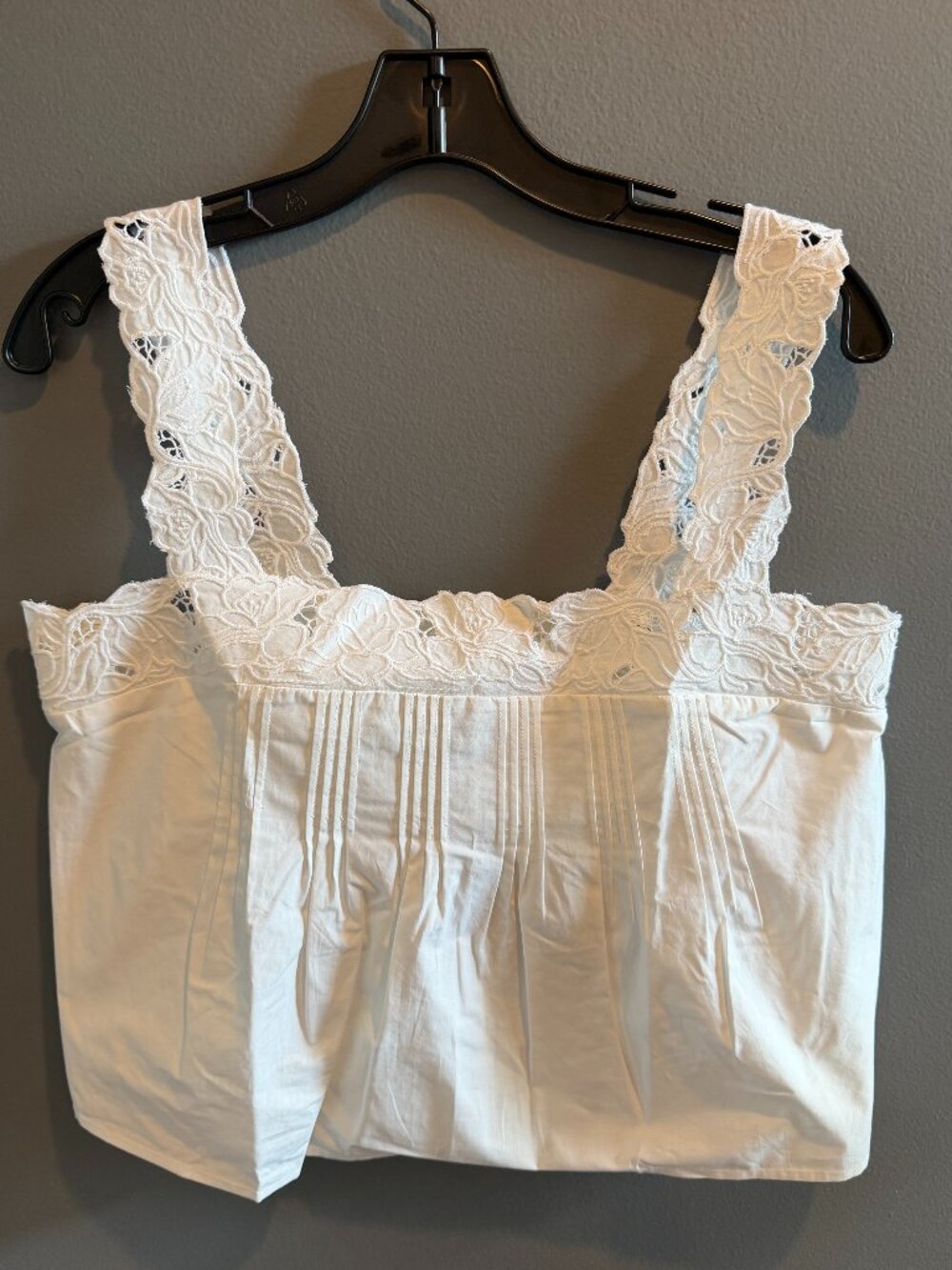 J Crew Lace-trim tank top in compact poplin M